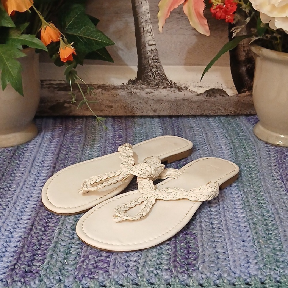 New York & Company Cream Braided Sandals 7/10